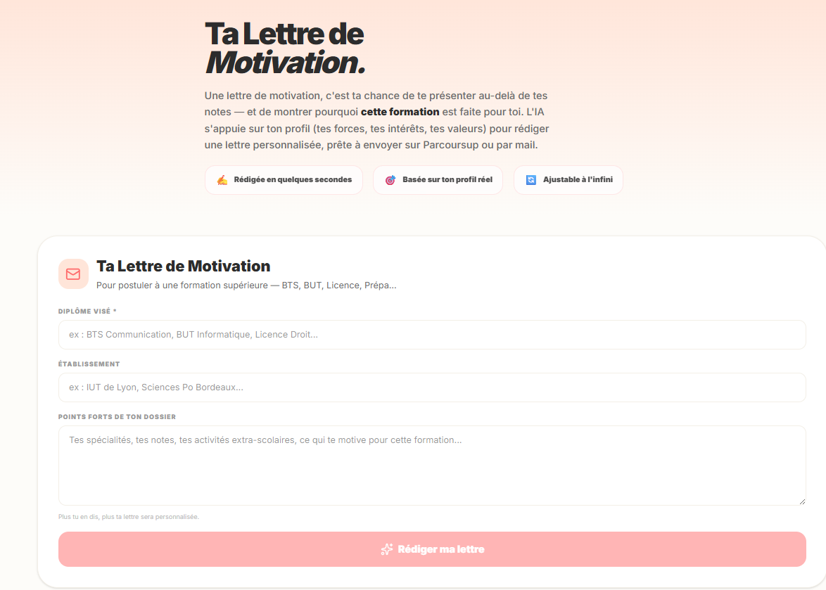 Générateur de lettres Parcoursup