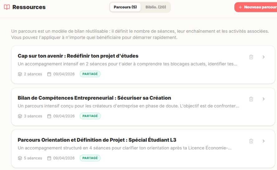 Templates de parcours